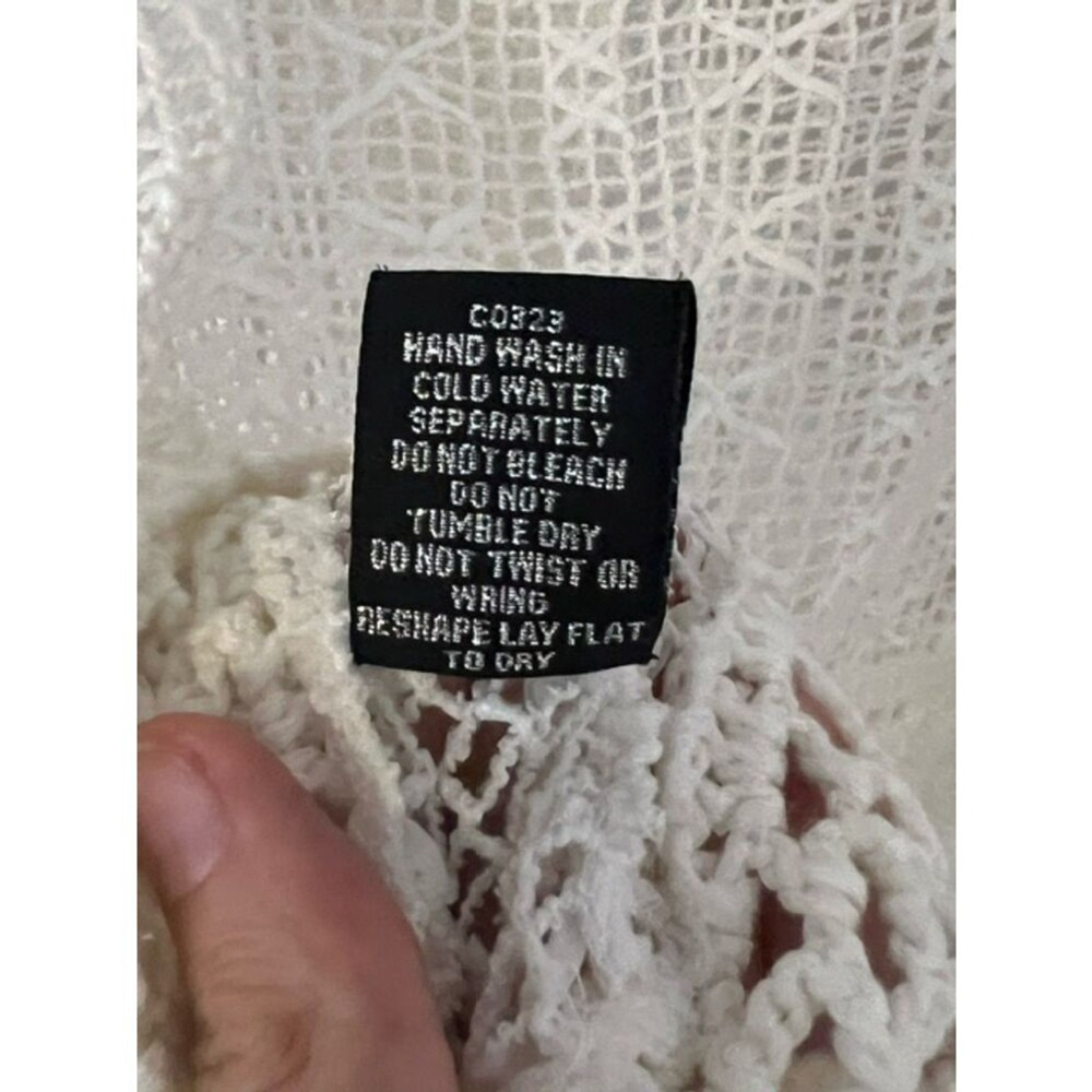 LISA INTERNATIONAL White Crocheted with Ribbon Shirt Womens Size Medium - Picture 10 of 10